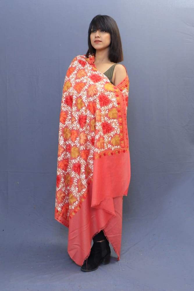 Peach Colour Base Beautiful Concept Of Chinaar All Over