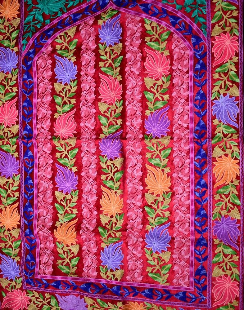 Pink Colour With Multi Thread Kashmiri Aari Work Prayer Rug