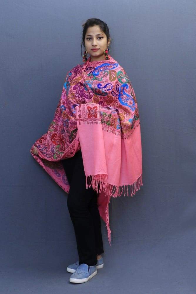 Pink Colour Wrap With Richly Designed Aari Jaal And Highly