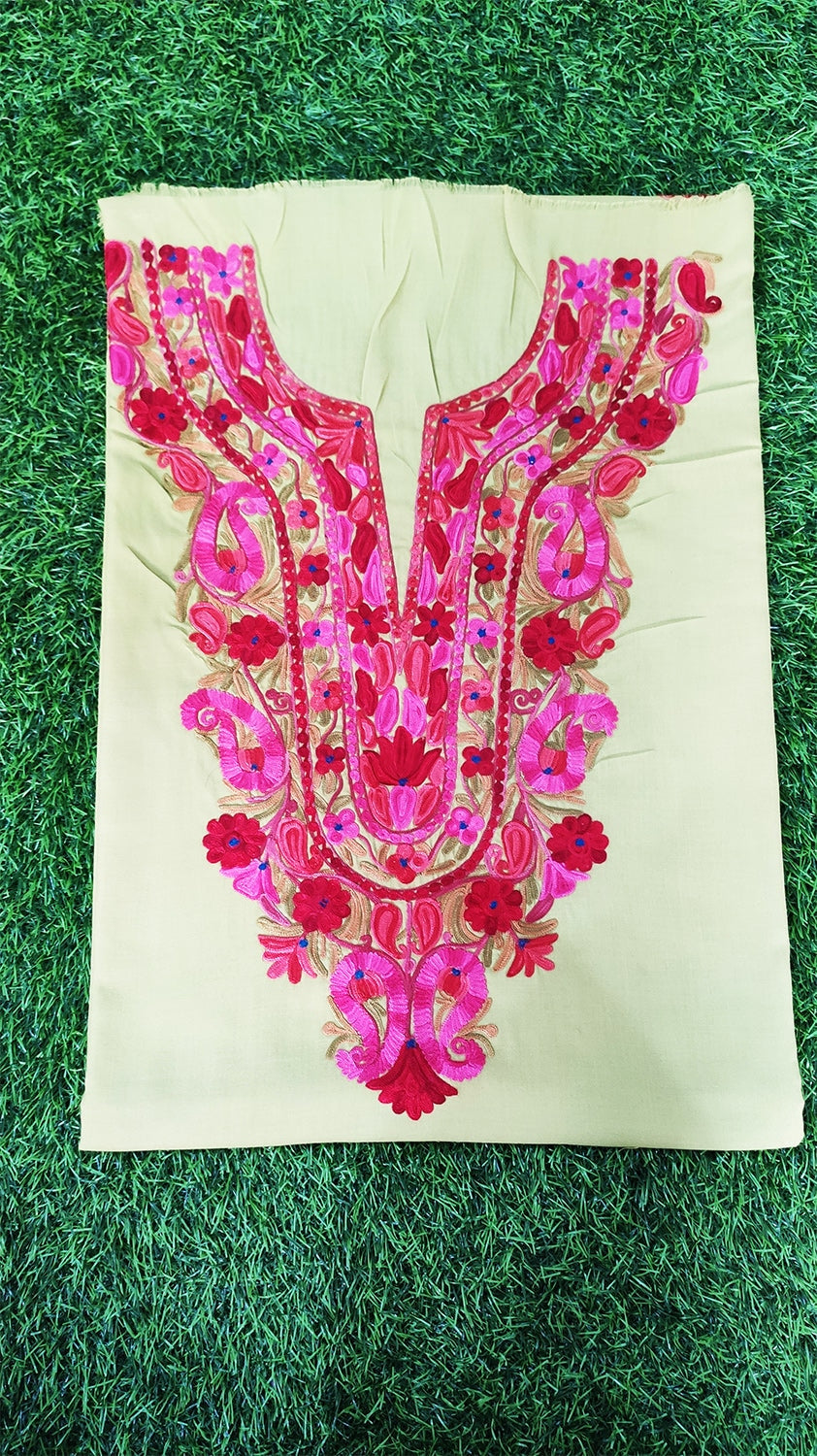 Pista Color Hand Aari Work Embroidered Salwar Kameez