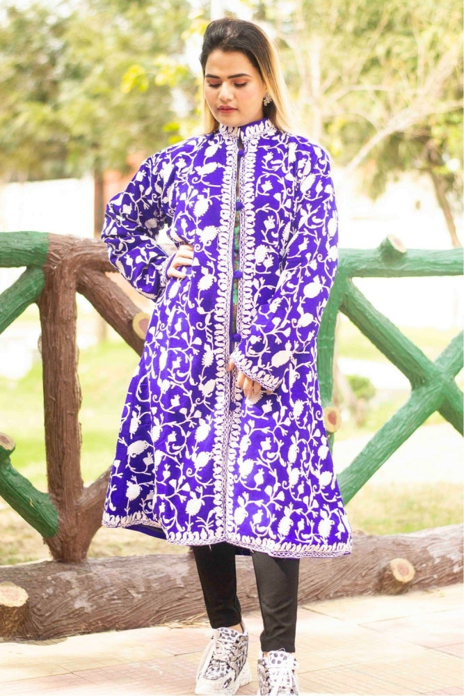 Purple Aari Work Embroidered Jacket With New Designer