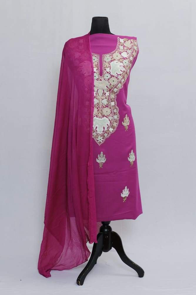 Purple Colour Salwar Kameez Chinnar Pattern With Matching