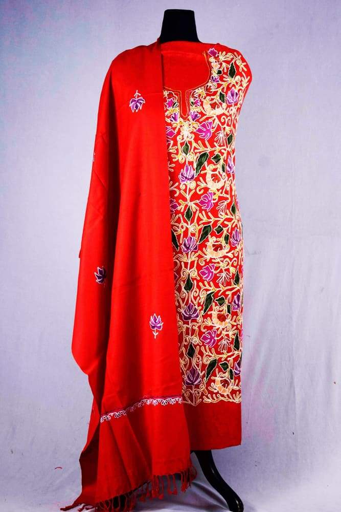 Ravishing Red Color Kashmiri Aari Work Embroidered Suits