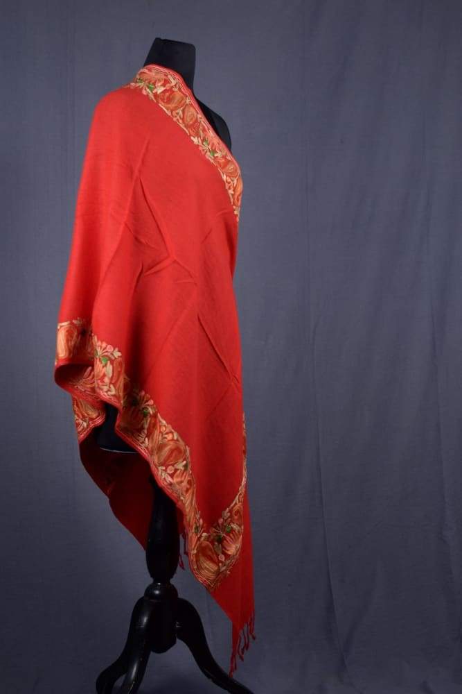 Ravishing Red Colour Aari Work Embroidered Stole With New