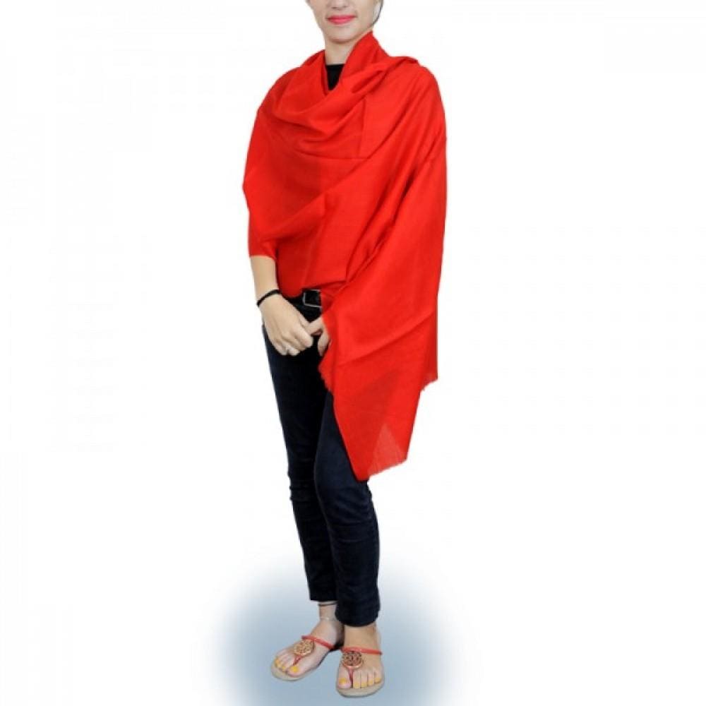 Red Colour Hand Woven Pashmina Wrap