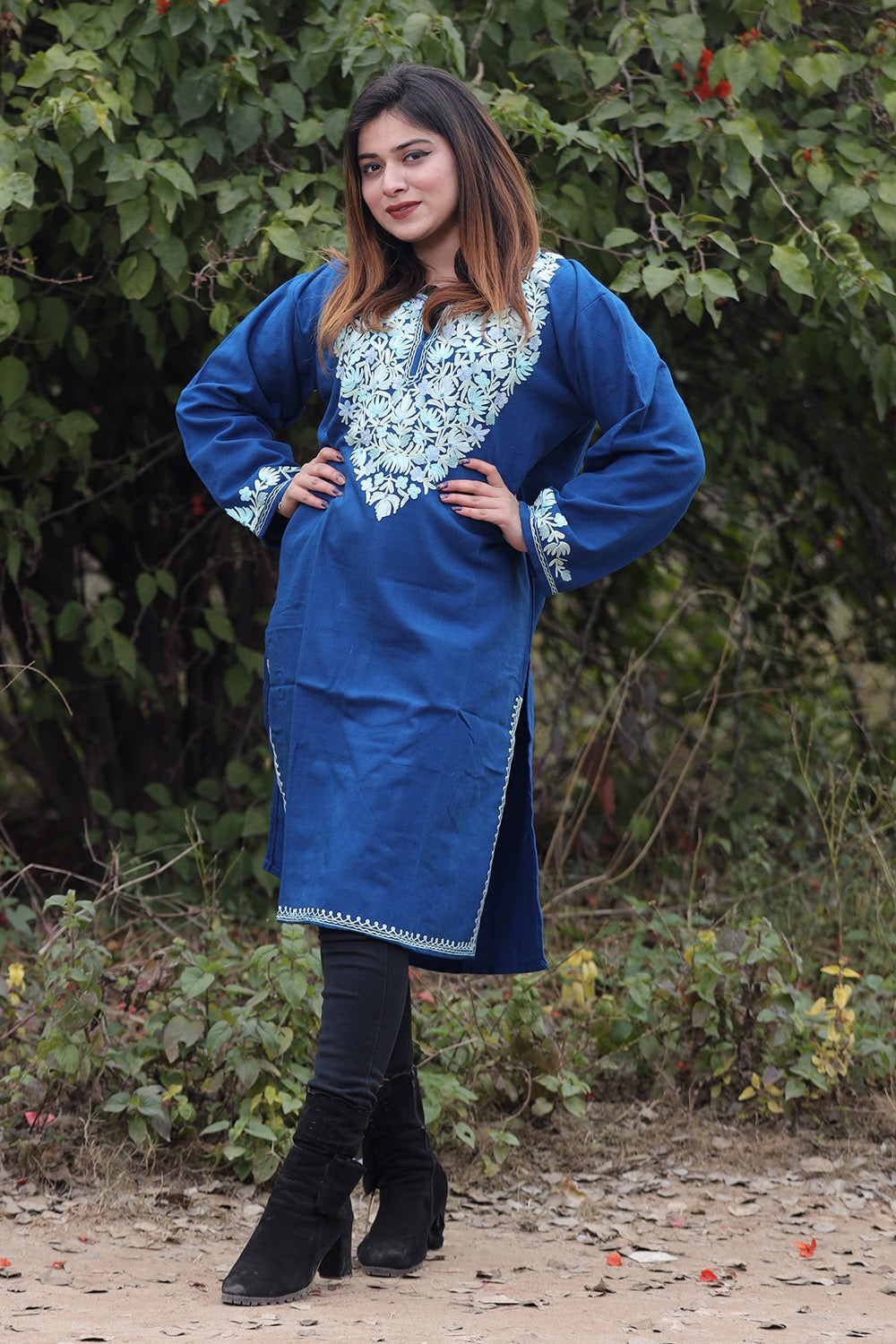 Royal Blue Color Aari Work Embroidered Kurti With New