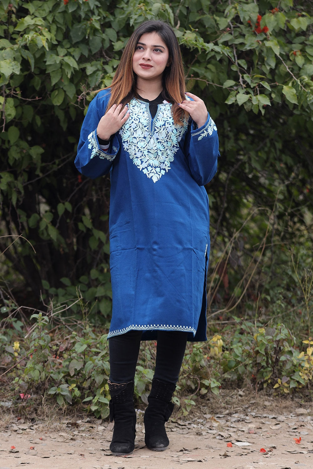 Royal Blue Color Aari Work Embroidered Kurti With New