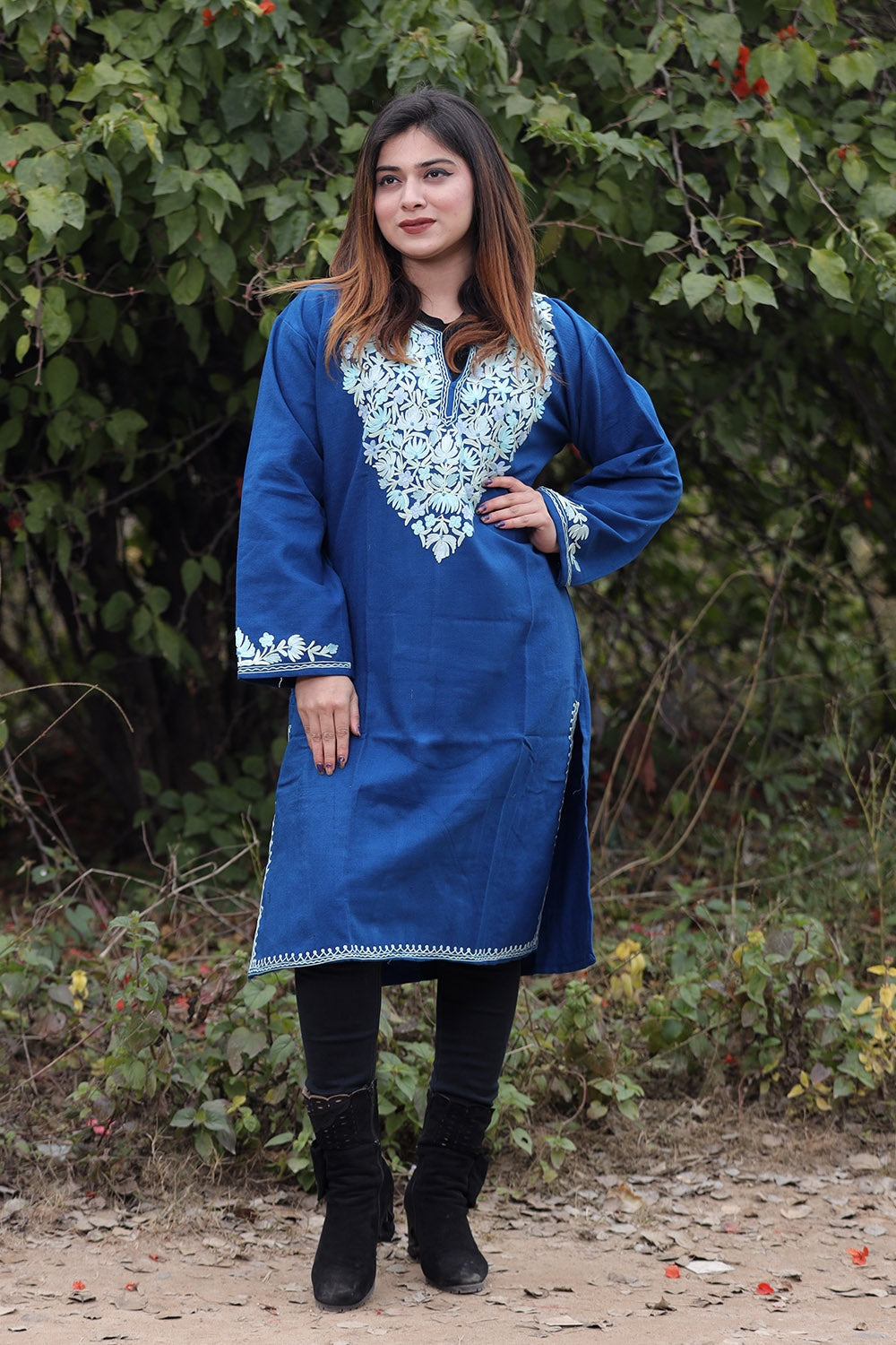 Royal Blue Color Aari Work Embroidered Kurti With New