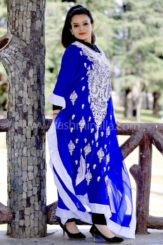 Royal Blue Colour Georgette Kashmiri Aari Work Designer