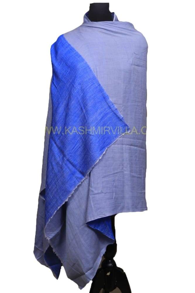 Royalblue And Gray Colour Reversible Pashmina Shawl.