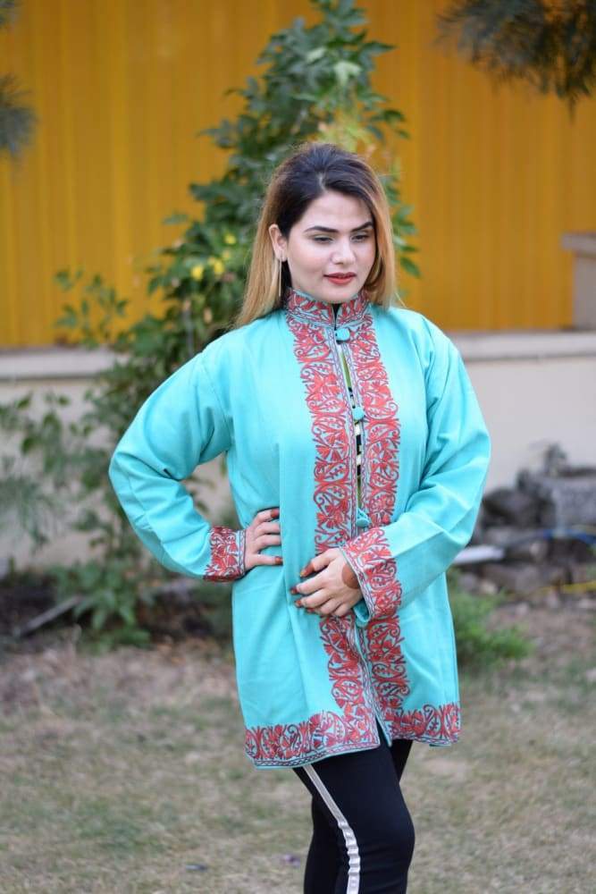 Sea Green Colour Aari Work Embroidered Jacket With New