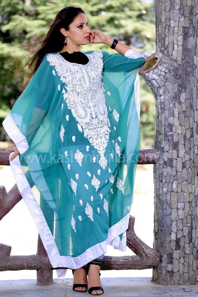 Sea Green Colour Georgette Kashmiri Aari Work Designer