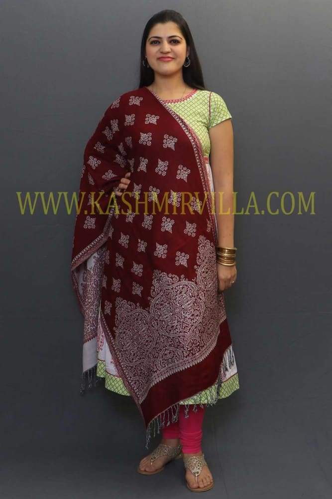 Soft Wrap Along With Maroon Colour Base And Textured Design