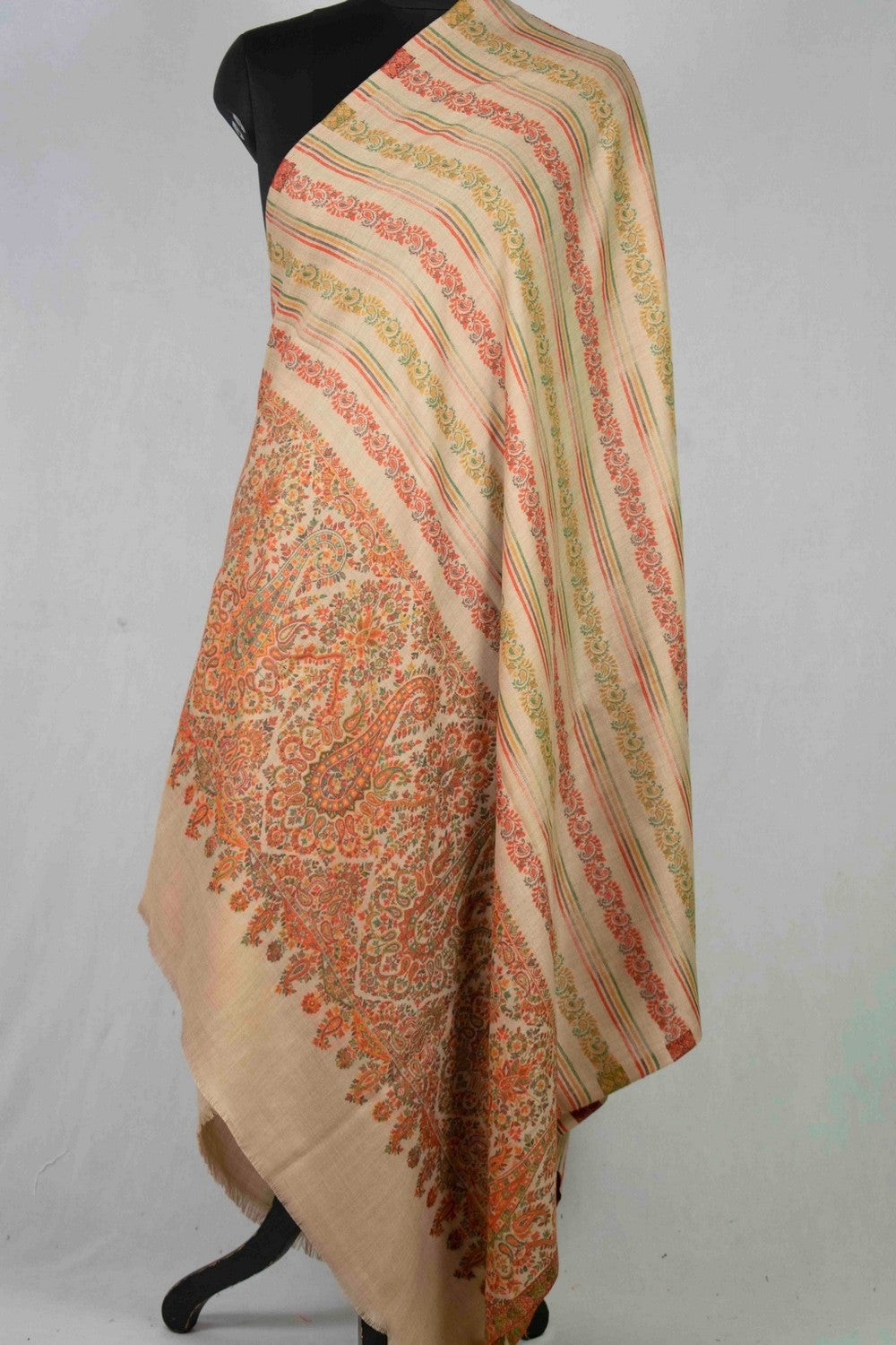 Steady Beige Colour Designer Shawl With Beautifully