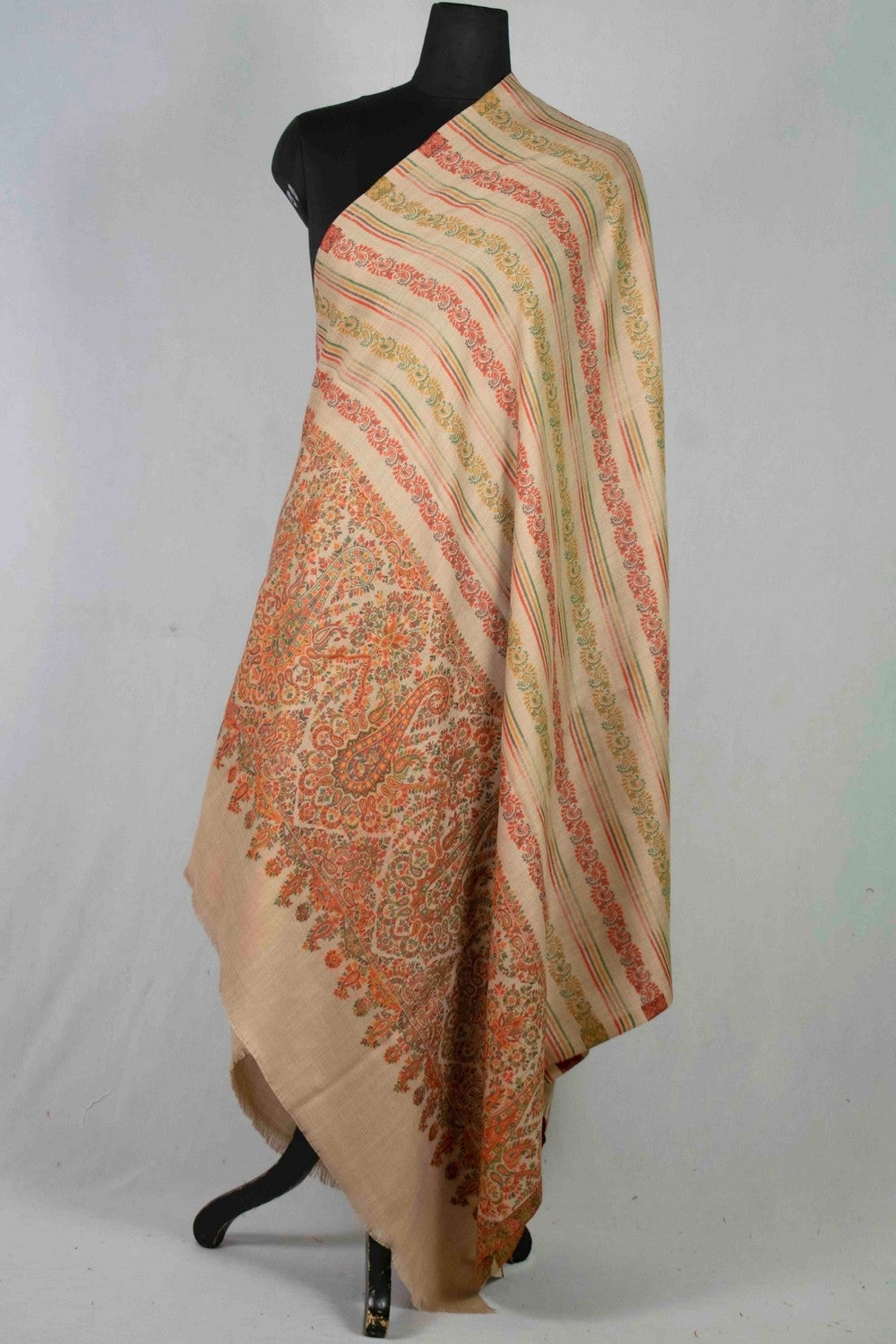 Steady Beige Colour Designer Shawl With Beautifully