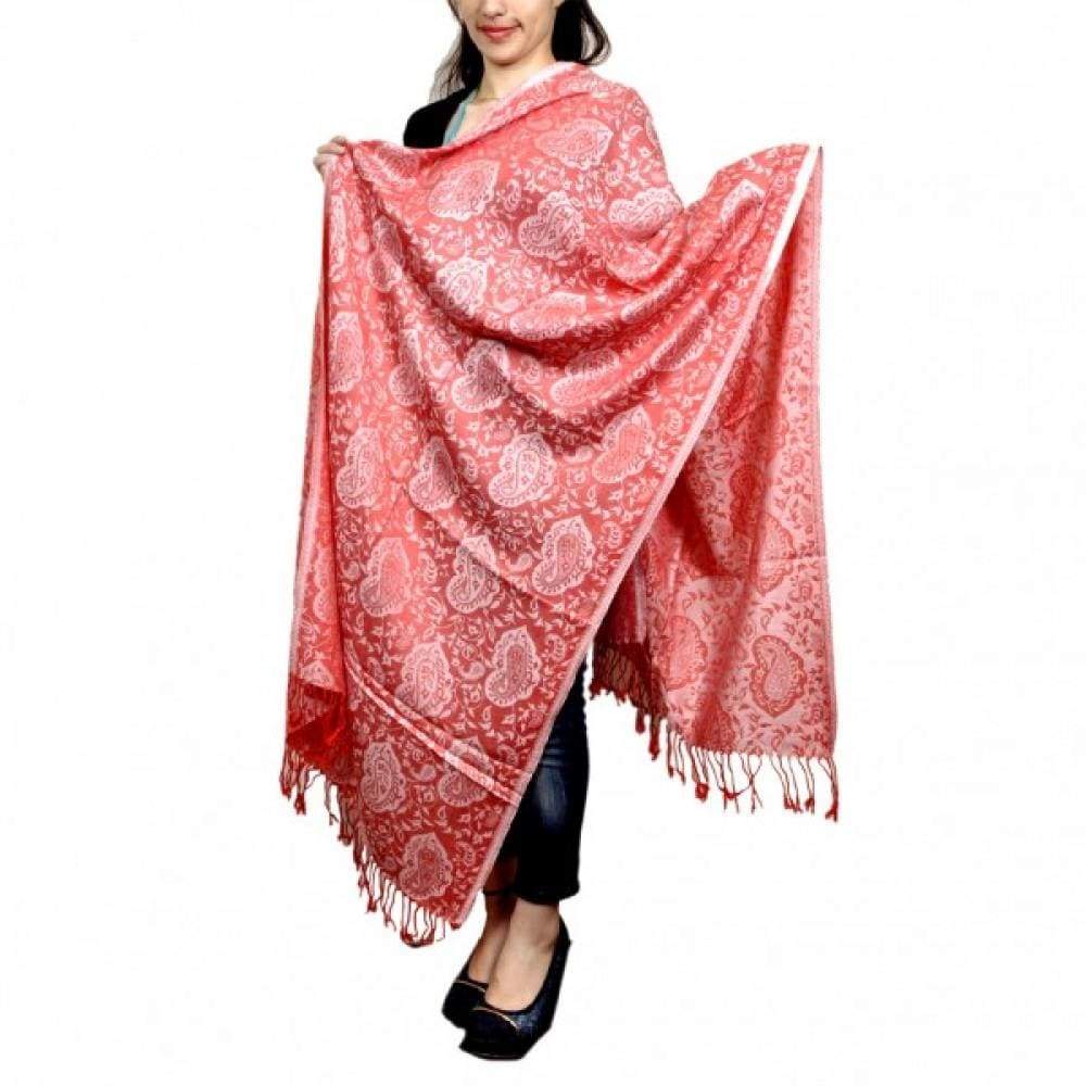 Very Stylish And Attractive Peach Colour Designer Silky Wrap