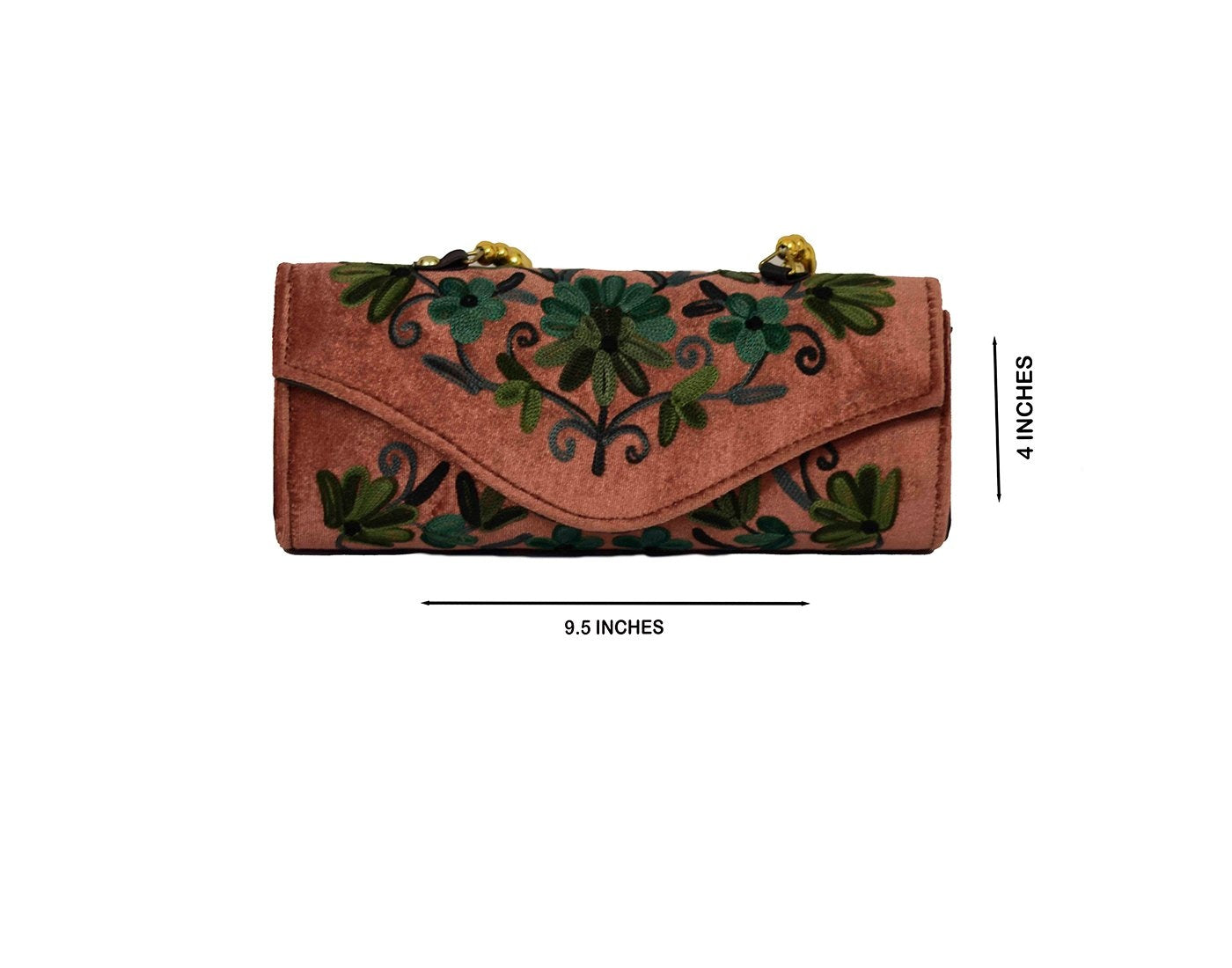 Suede Pink Color Kashmiri Embroidered Hand Clutch