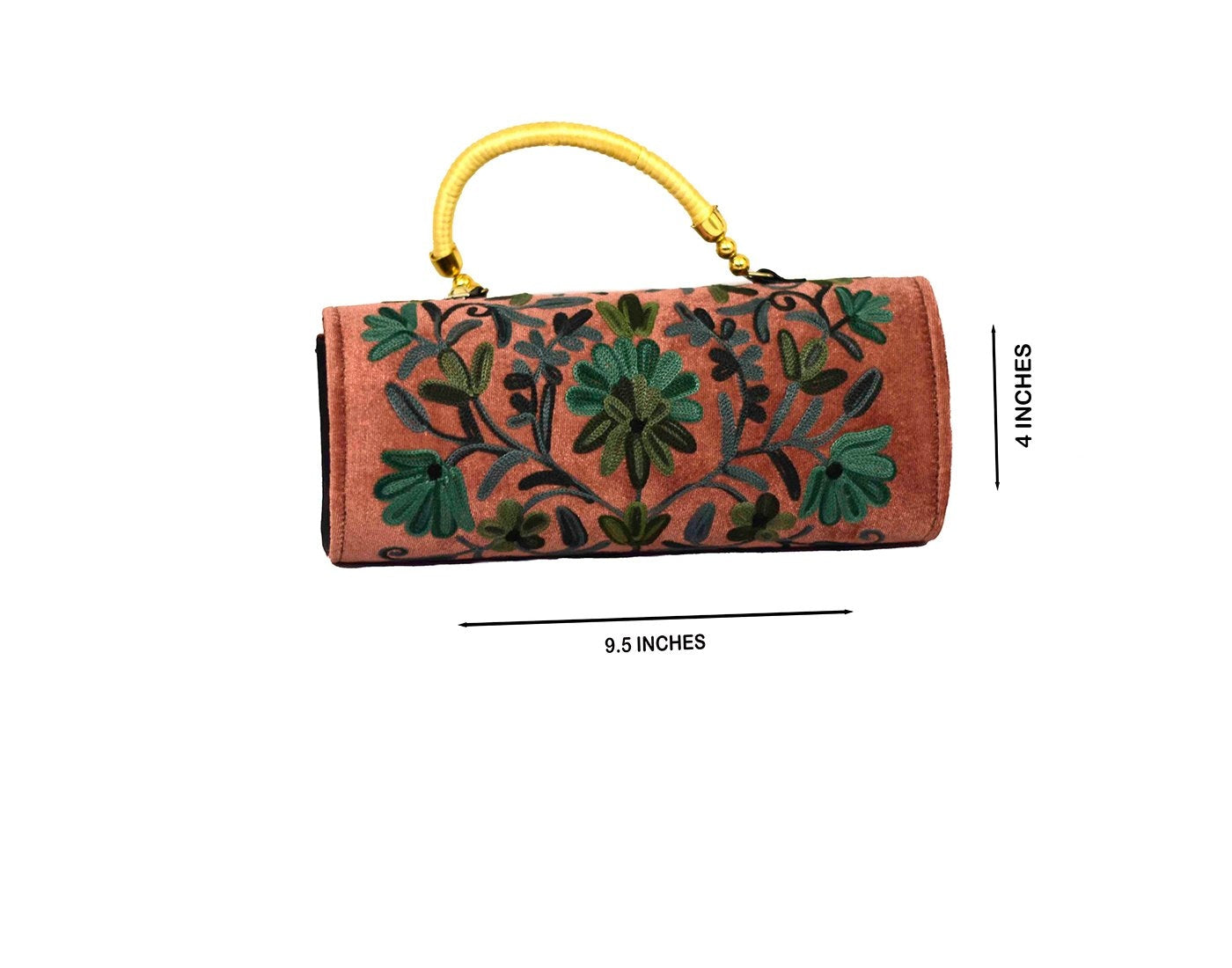 Suede Pink Color Kashmiri Embroidered Hand Clutch