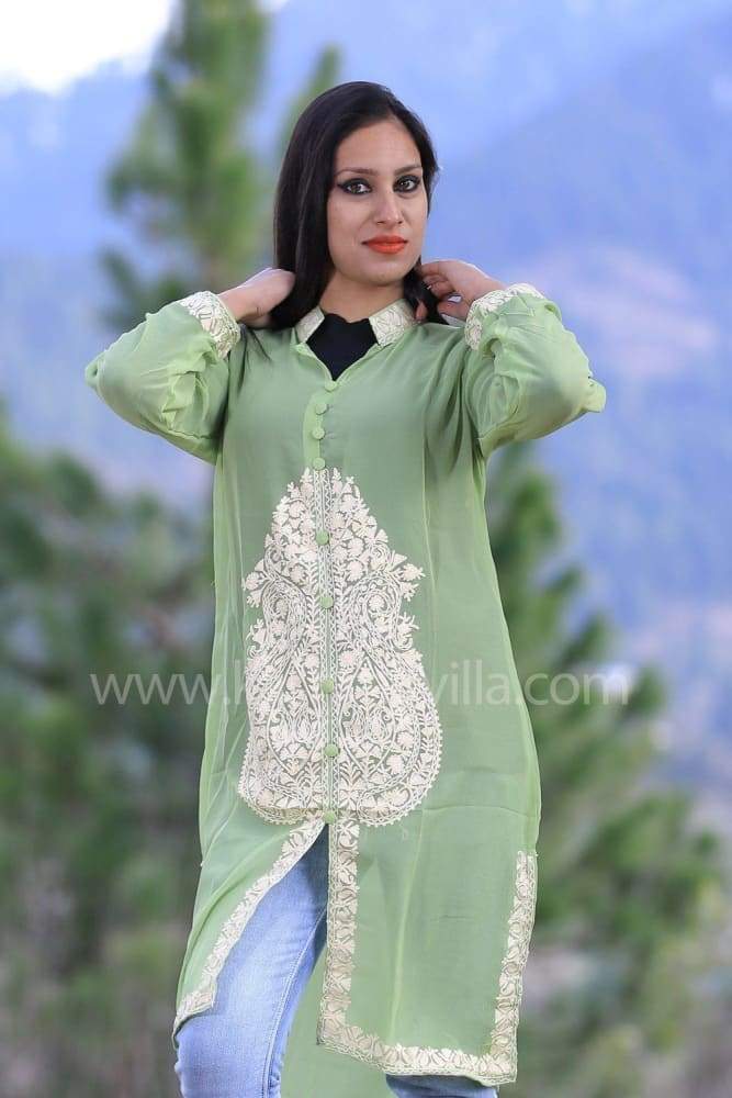 Superior Green Colour Georgette Kashmiri Aari Work Designer