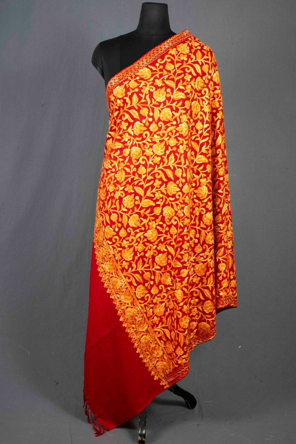 Traditional Reddish Maroon Florel Chinar Embroidered