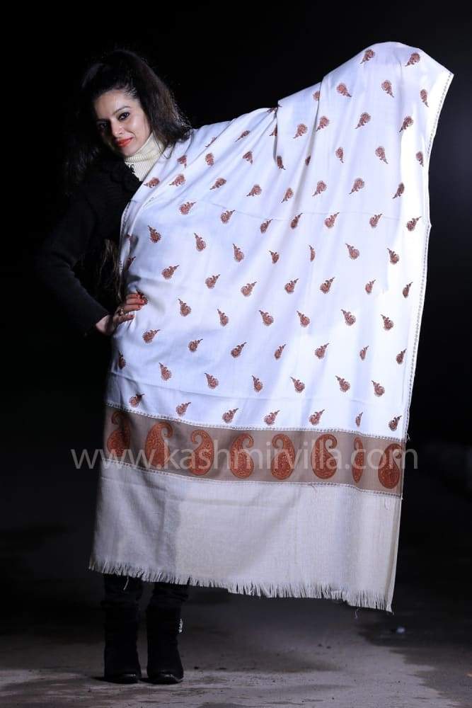 Tri Color Sozni Work Embroiderey Shawl Enriched With Running
