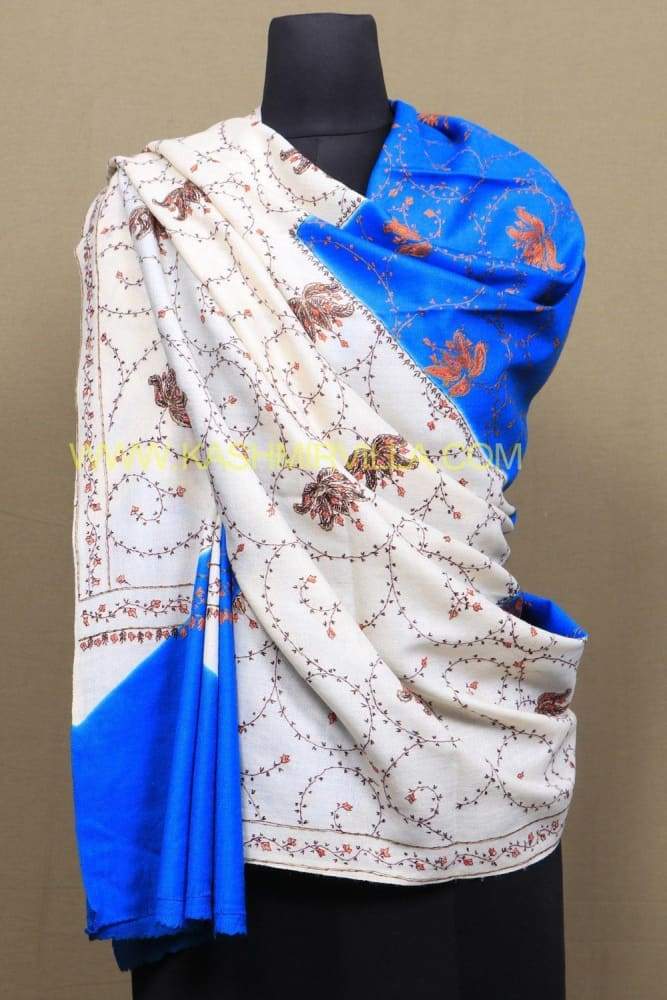 Turquoise N white Colour Double Shaded Concept Of This Sozni